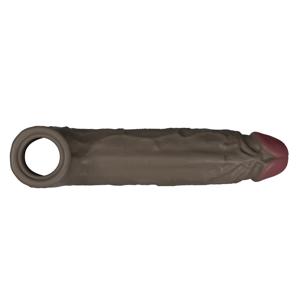 Shaft Vibrating Model F Sheath Size 2 Mahogany showcasing lifelike design and real-feel silicone.