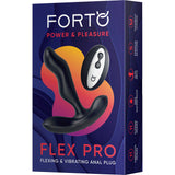 Forto Flex Pro Flexing & Vibrating Anal Plug Black packaging showcasing its design and features.