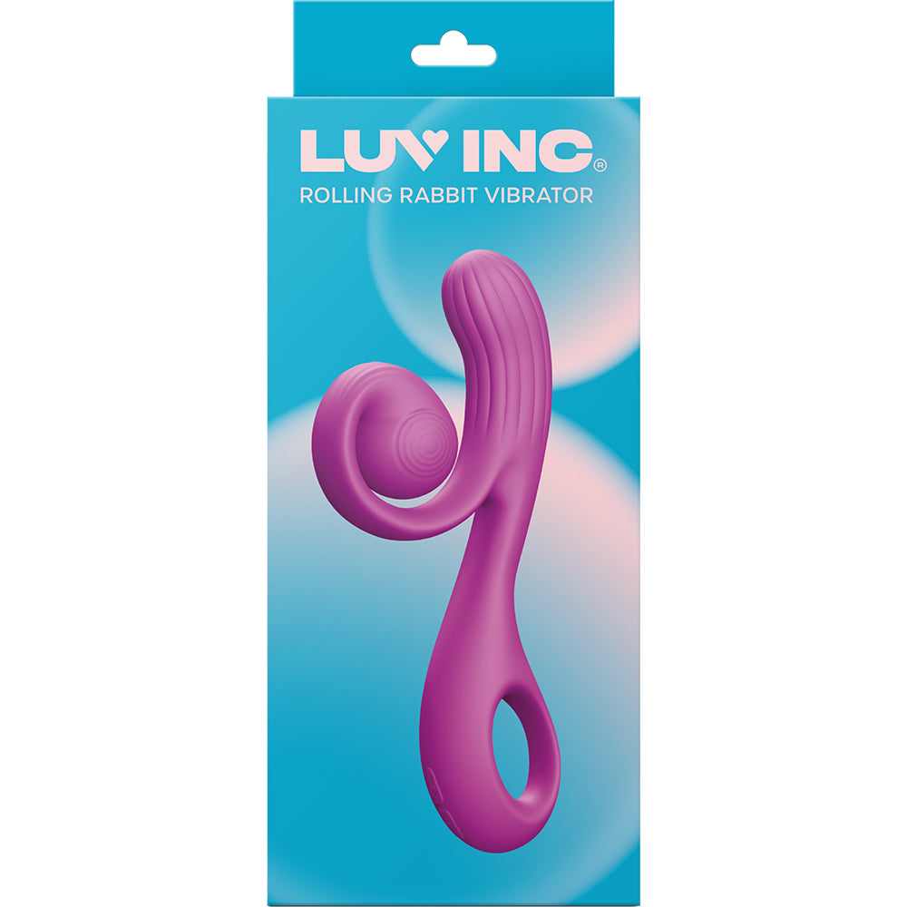 Luv Inc Rv81 Rolling Rabbit Vibrator Purple in packaging showcasing its ergonomic design and vibrant color