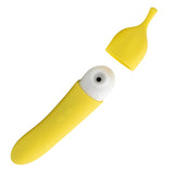 Banana Cream Air Pulse & G-spot Vibrator in a bright yellow color with detachable cover.