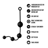 Anal Adventures Platinum X-large Anal Beads features including 4 increasing bead sizes and body-safe material.