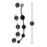 Anal Adventures Platinum X-large Anal Beads dimensions showing progressive bead sizes and overall length.