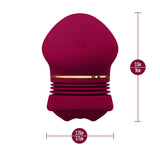 Blush Riana Mulberry Wine Clitoral Stimulator showcasing dimensions and design details.