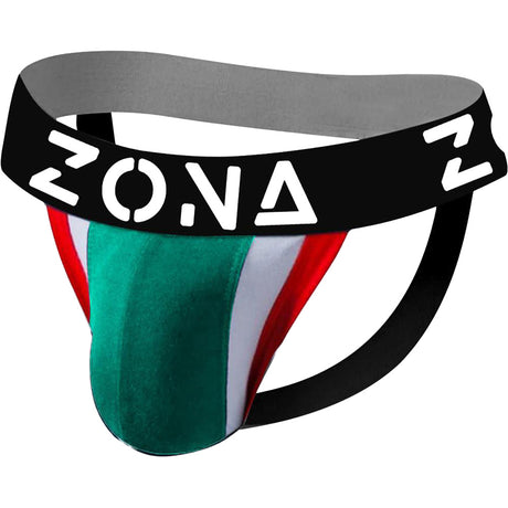 Zona Green Apex Jockstrap Medium featuring comfortable elastic waistband and breathable contoured pouch for support.