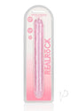 RealRock Crystal Clear Double Dong 13 Inch Pink in packaging, designed for versatile pleasure and stimulation.