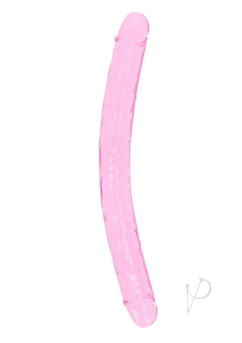 RealRock Crystal Clear Double Dong 13 Inch Pink - see-through double-ended dildo for versatile play.