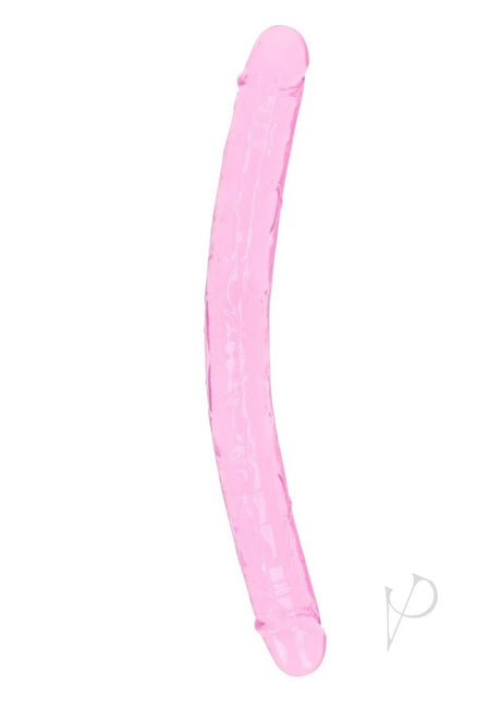 RealRock Crystal Clear Double Dong 13 Inch Pink - see-through double-ended dildo for versatile play.