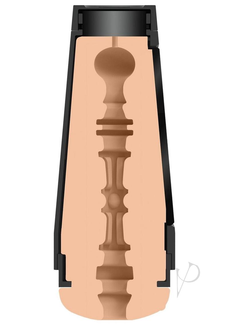 Main Squeeze Kenzie Anne Ultraskyn Masturbator Pussy Vanilla cross-section showing detailed inner texture.