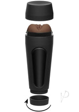 Main Squeeze Xxlayna Marie Ultraskyn Masturbator Caramel with removable top and variable pressure case