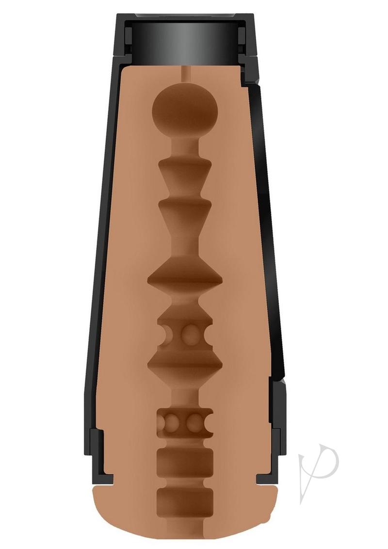 Main Squeeze Xxlayna Marie Ultraskyn Masturbator Caramel showing detailed interior design for lifelike stroking experience.