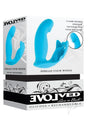 Spread Your Wings Rechargeable Silicone Multi Vibrator Blue with packaging highlighting its features and design.