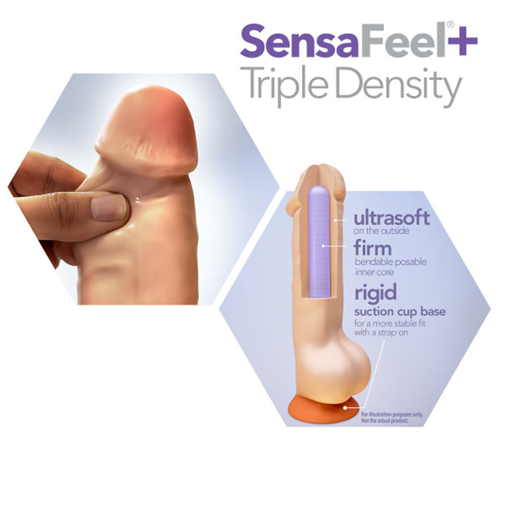 Dr. Skin Plus Realistic 8 inches Triple Density Posable Dildo with Balls Beige