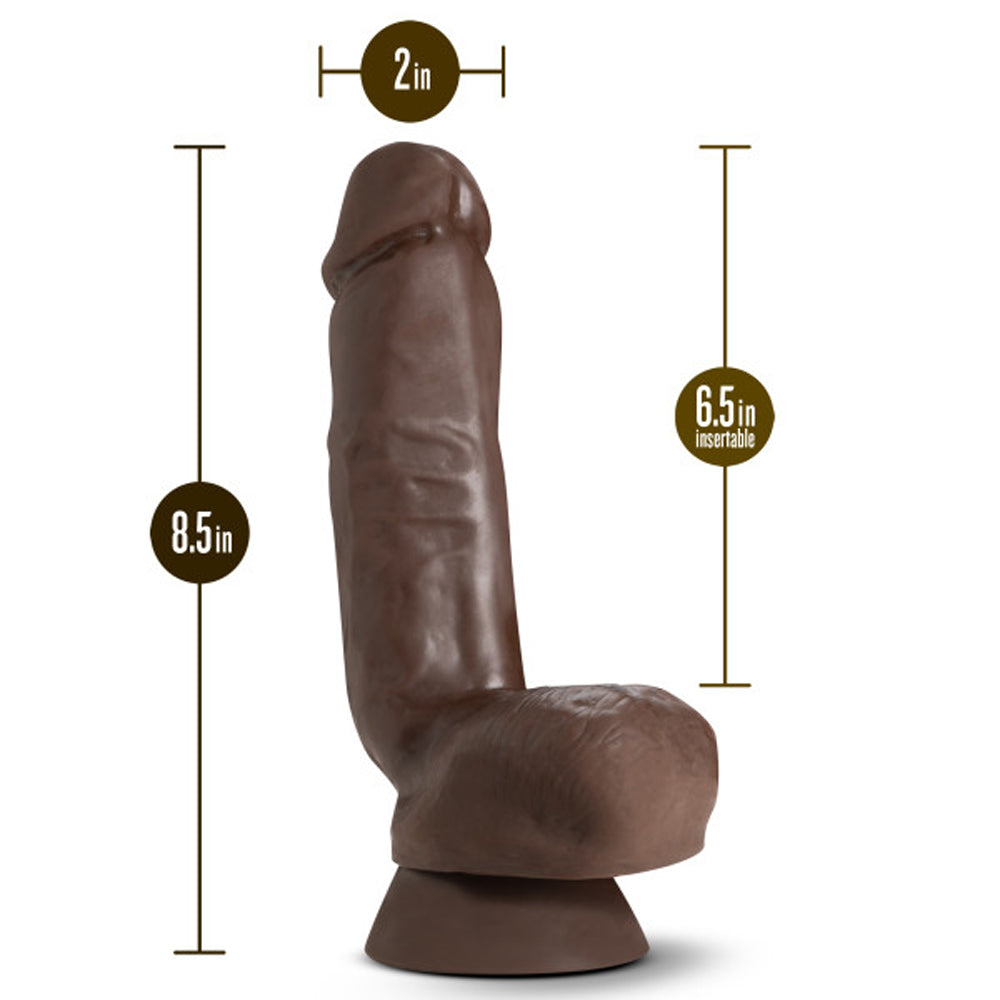 Dr. Skin Plus Thick 8 inches Triple Density Posable Dildo with Balls Brown