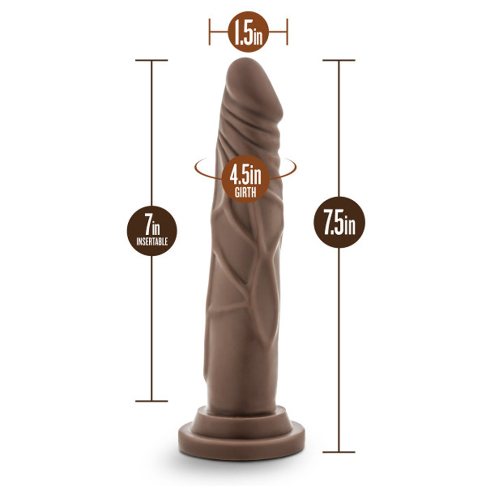 Blush Dr. Skin Silicone Dr. Carter Realistic 7 inches Posable Dildo with Suction Cup Brown