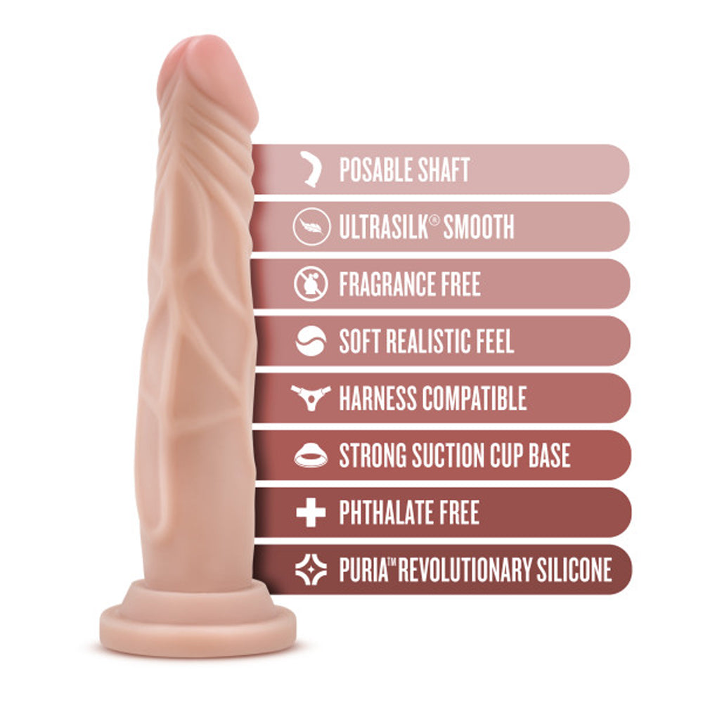 Blush Dr. Skin Silicone Dr. Carter Realistic 7 inches Posable Dildo with Suction Cup Beige