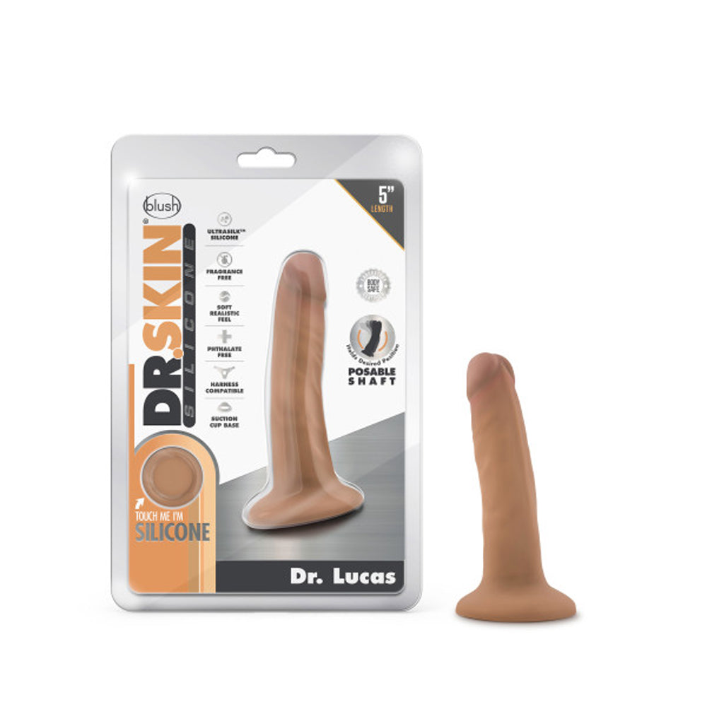 Blush Dr. Skin Silicone Dr. Lucas Realistic 5 inches Posable Dildo with Suction Cup Tan