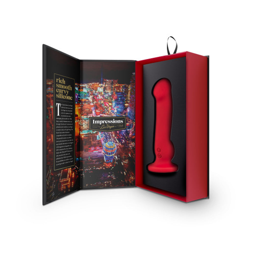 Impressions Las Vegas Rechargeable Silicone 8.25 inches Vibrating Dildo Crimson