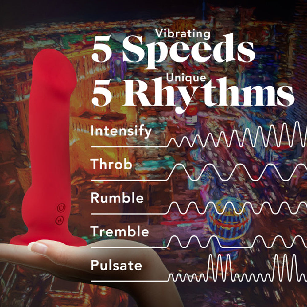 Impressions Las Vegas Rechargeable Silicone 8.25 inches Vibrating Dildo Crimson