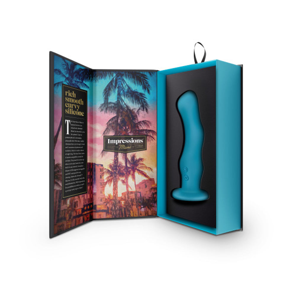 Impressions Miami Rechargeable Silicone 6.5 inches Vibrating Dildo Teal
