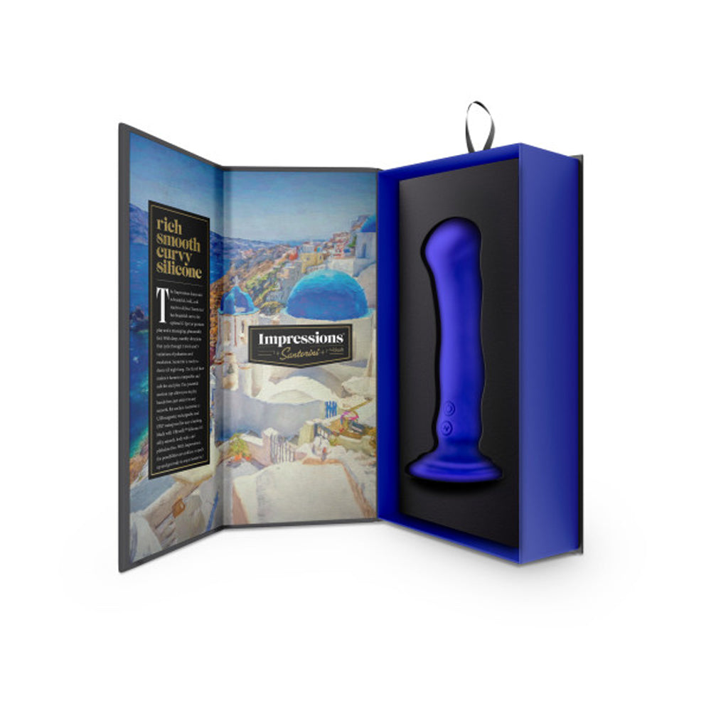 Impressions Santorini Rechargeable Silicone 6.5 inches Vibrating Dildo Blue