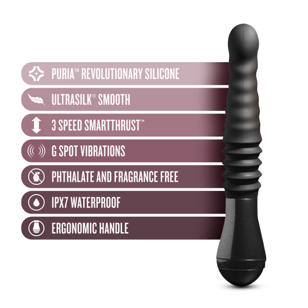 Temptasia Lazarus Rechargeable 10 inches Silicone Thrusting Dildo Black