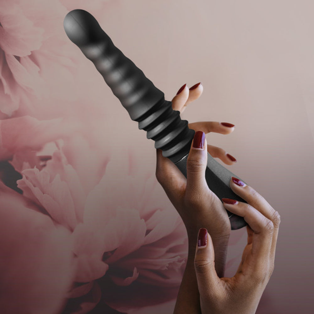 Temptasia Lazarus Rechargeable 10 inches Silicone Thrusting Dildo Black