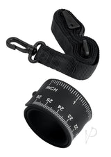 Zolo Aquapump Auto Pro Silicone Penis Pump Black/Blue accessory including measuring strap and gauge.