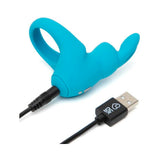 Happy Rabbit Rechargeable Silicone Cockring With Ears Blue