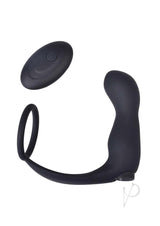 Ass-Sation Silicone Prostate Stimulator Cock Ring Black showcasing its ergonomic design and dual-stimulation features.