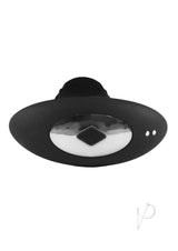 Atomic Tapping Silicone Anal Plug Remote Control Black top view with control button and sleek design.