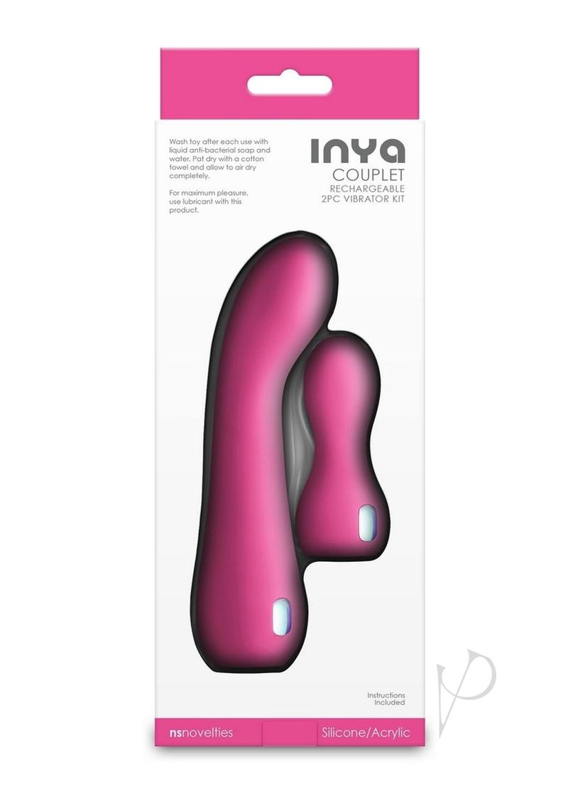 Inya Couplet Rechargeable Silicone Vibrators (2pc Set) Pink - Image 4