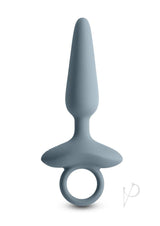 Renegade Maverick Rechargeable Silicone Anal Plug Gray on a white background, showcasing its sleek design.