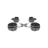 Ouch! Black & White Bonded Leather Hogtie With Hand & Ankle Cuffs Black