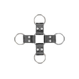 Ouch! Black & White Bonded Leather Hogtie With Hand & Ankle Cuffs Black
