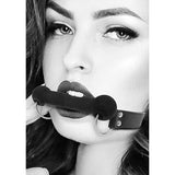 Ouch! Black & White Silicone Bit Gag With Adjustable Bonded Leather Straps Black