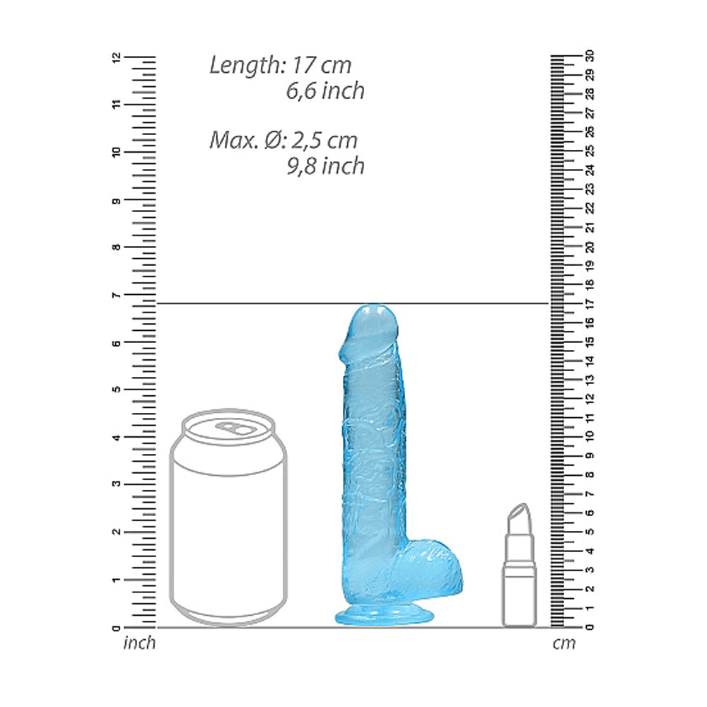 RealRock Crystal Clear Realistic 6 inches Dildo With Balls and Suction Cup Blue