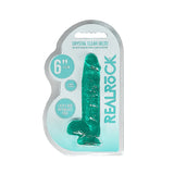 RealRock Crystal Clear Realistic 6 inches Dildo With Balls and Suction Cup Turquoise