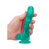 RealRock Crystal Clear Realistic 6 inches Dildo With Balls and Suction Cup Turquoise