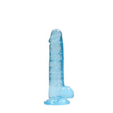 RealRock Crystal Clear Realistic 7 inch Dildo With Balls and Suction Cup Blue