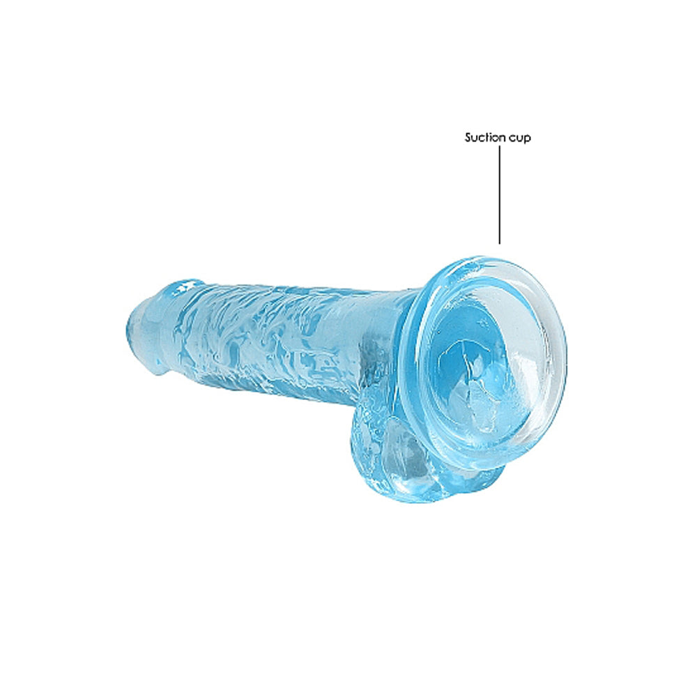 RealRock Crystal Clear Realistic 7 inch Dildo With Balls and Suction Cup Blue