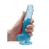 RealRock Crystal Clear Realistic 7 inch Dildo With Balls and Suction Cup Blue
