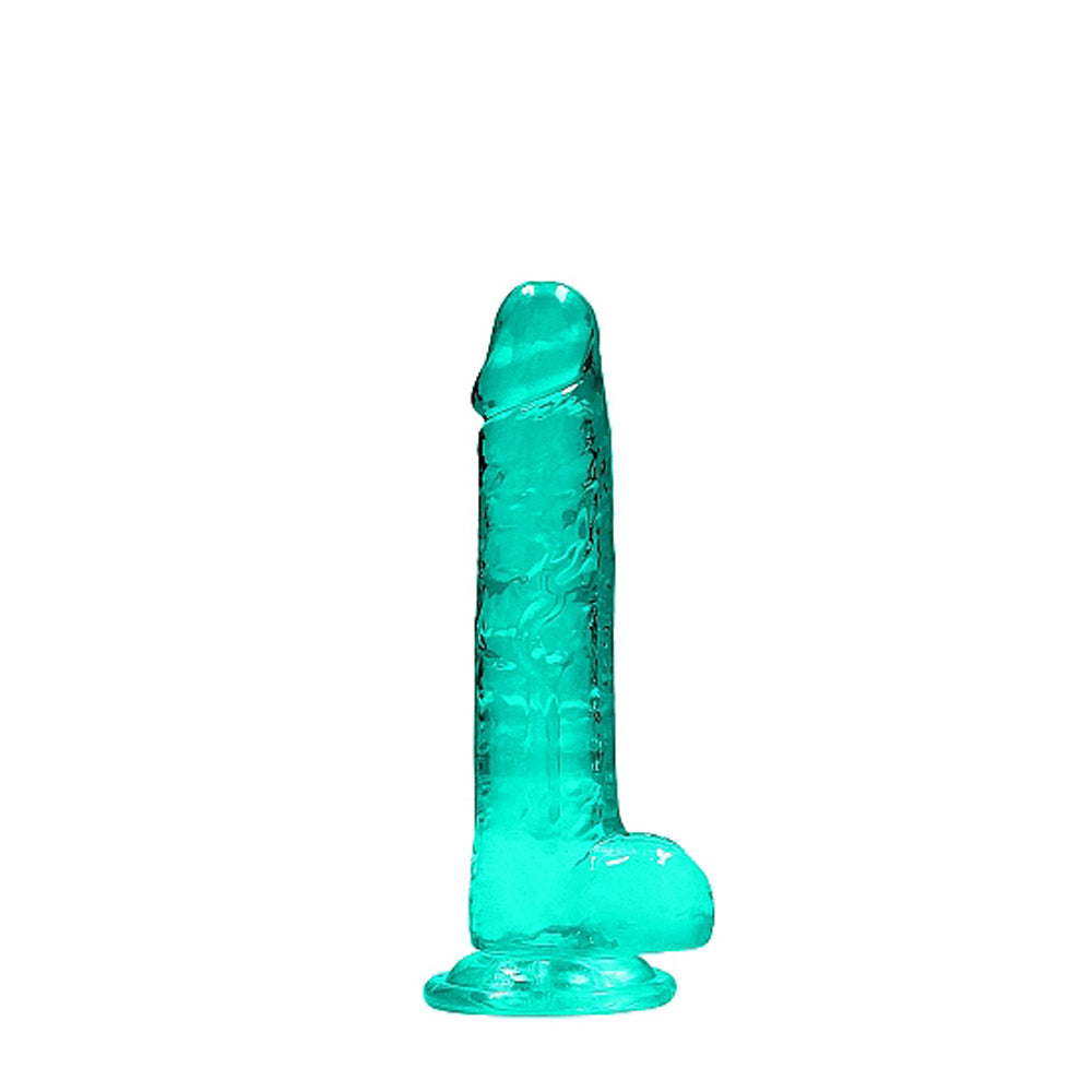 RealRock Crystal Clear Realistic 7 inch Dildo With Balls and Suction Cup Turquoise