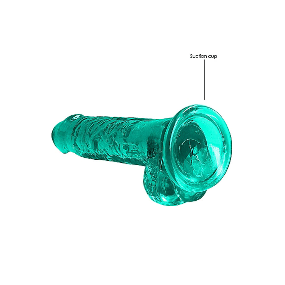 RealRock Crystal Clear Realistic 7 inch Dildo With Balls and Suction Cup Turquoise