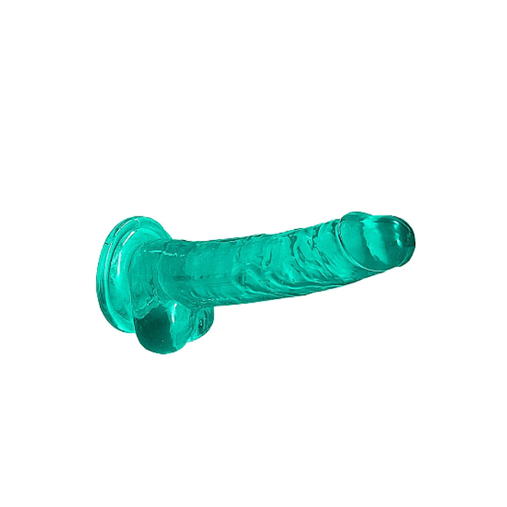 RealRock Crystal Clear Realistic 7 inch Dildo With Balls and Suction Cup Turquoise