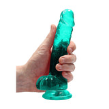 RealRock Crystal Clear Realistic 7 inch Dildo With Balls and Suction Cup Turquoise
