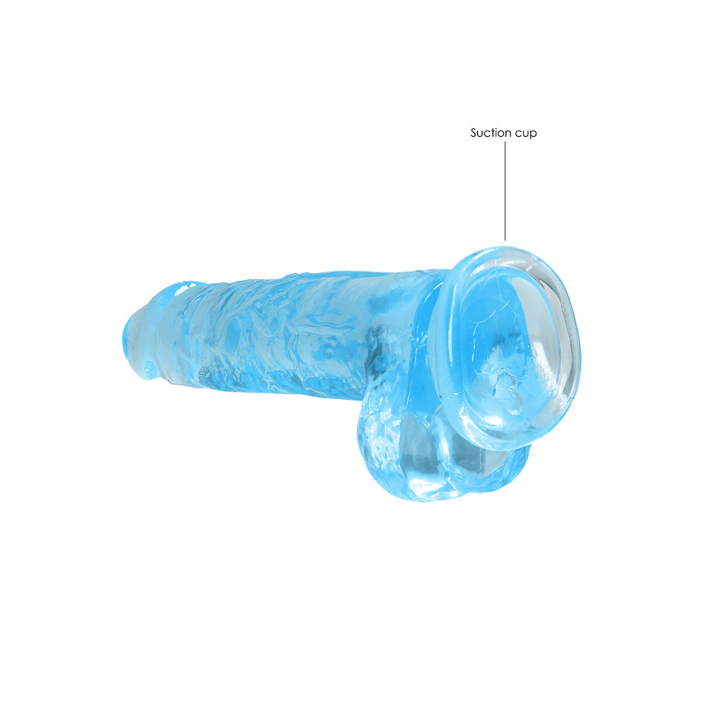 RealRock Crystal Clear Realistic 8 inch Dildo With Balls and Suction Cup Blue