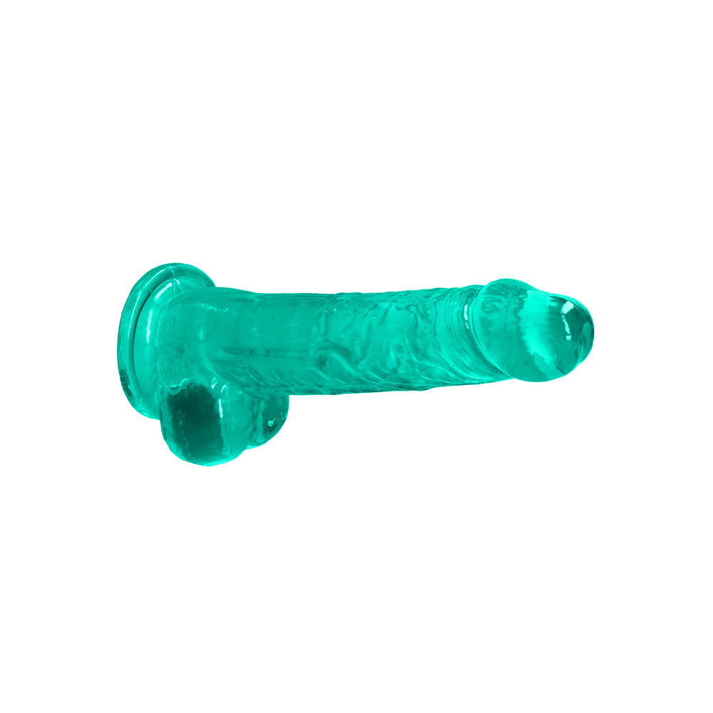 RealRock Crystal Clear Realistic 8 inch Dildo With Balls and Suction Cup Turquoise