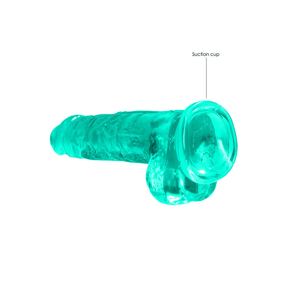 RealRock Crystal Clear Realistic 8 inch Dildo With Balls and Suction Cup Turquoise