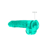 RealRock Crystal Clear Realistic 9 inches Dildo With Balls and Suction Cup Turquoise