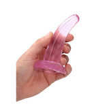 RealRock Crystal Clear Non-Realistic 5 inches Curved Dildo With Suction Cup Pink